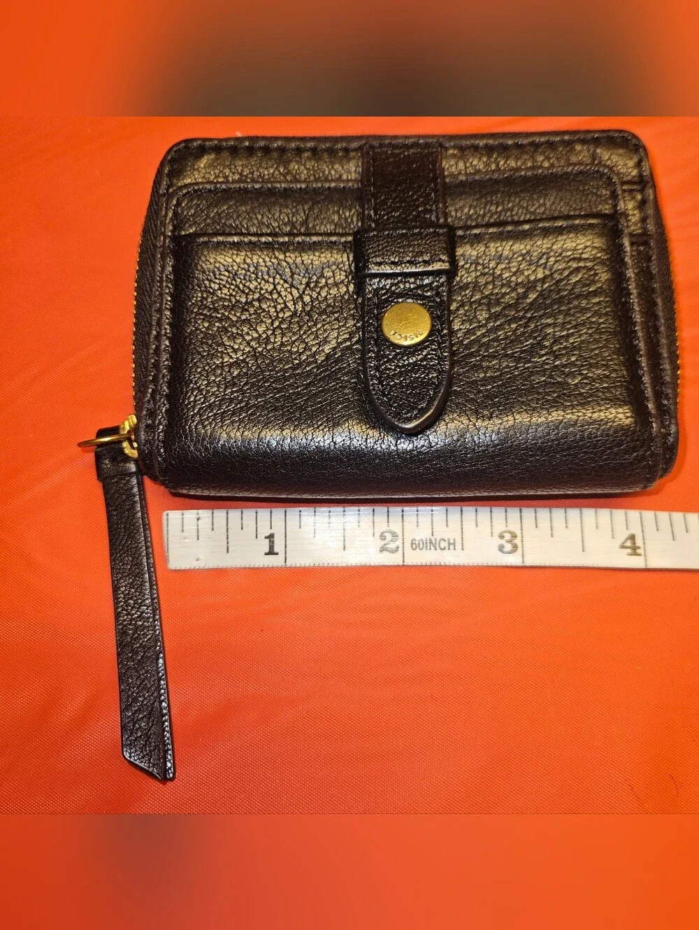 Fossil Logan RFID Mini Multifunction Wallet Zip Around & Snap Closure E.U.C.